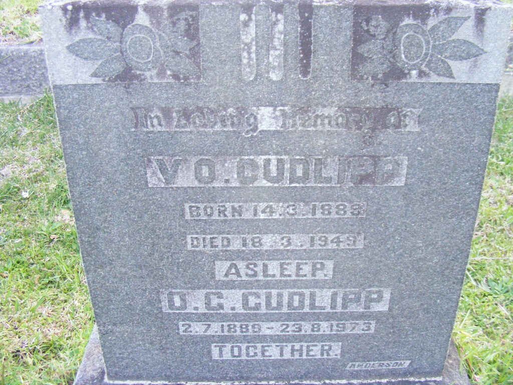 CUDLIPP V. O. 1883-1949 &amp; O. C. 1889-1973