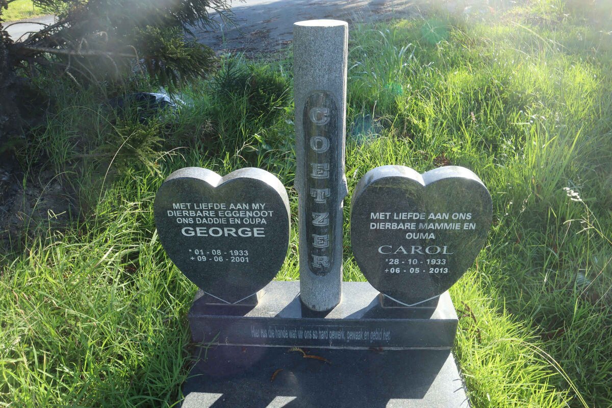 COETZER George 1933-2001 &amp; Carol 1933-2013