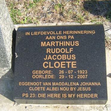 CLOETE Marthinus Rudolf Jacobus 1923-2007