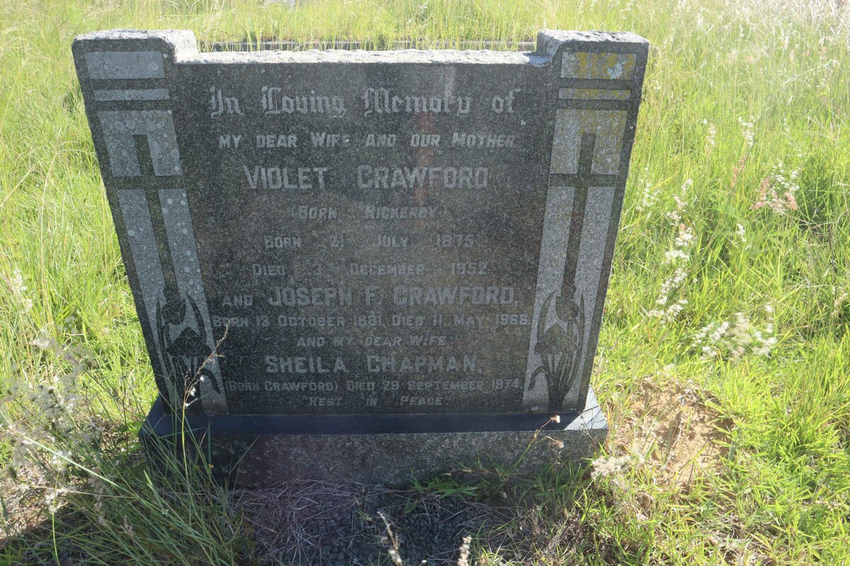 CRAWFORD Joseph F. 1881-1966 &amp; Violet RICKERBY 1875-1952 :: CHAPMAN Sheila nee CRAFWORD -1974