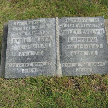 DRAKE Lettie  -1940 :: LOPPNOW  Violet Evelyn 1943