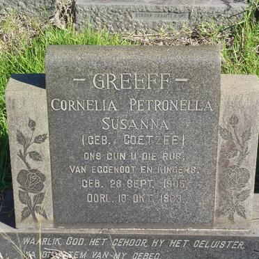 GREEFF Cornelia Petronella Susanna nee COETZEE 1905-1963