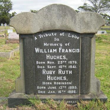 HUGHES William Frances 1876-1941 &amp; Ruby Ruth ROBINSON 1895-1986