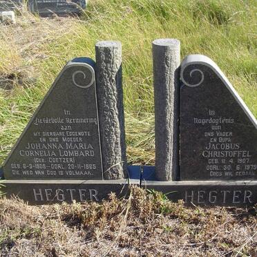 HEGTER Jacobus Christoffel 1907-1979 &amp; Johanna Maria Cornelia Lombard COETZER 1909-1965