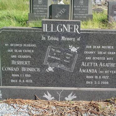 ILLGNER Herbert Conrad Heinrich 1910-1978 &amp; Aletta Agathe Amanda WEYER 1922-2008