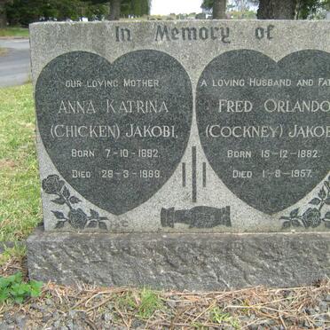 JAKOBI Fred Orlando 1882-1957 &amp; Anna Katrina 1892-1963