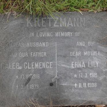KRETZMANN Caleb Clemence 1916-1979 &amp; Erna Lily 1919-1998