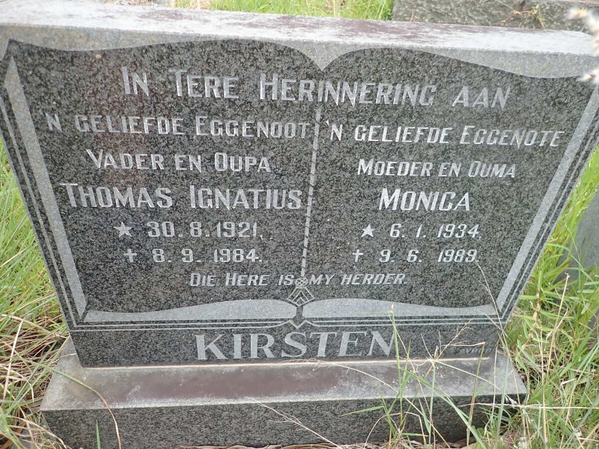 KIRSTEN Thomas Ignatius 1921-1984 &amp; Monica 1934-1989