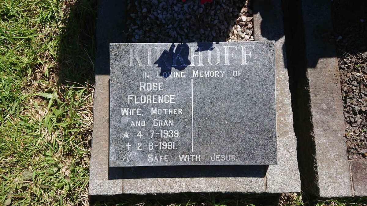 KIRKHOFF Rose Florence 1939-1991