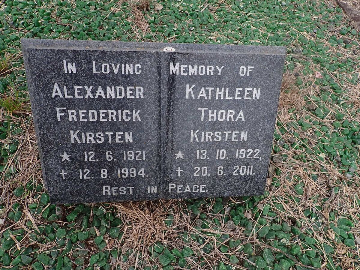 KIRSTEN Alexander Frederick 1921-1994 &amp; Kathleen Thora 1922-2011