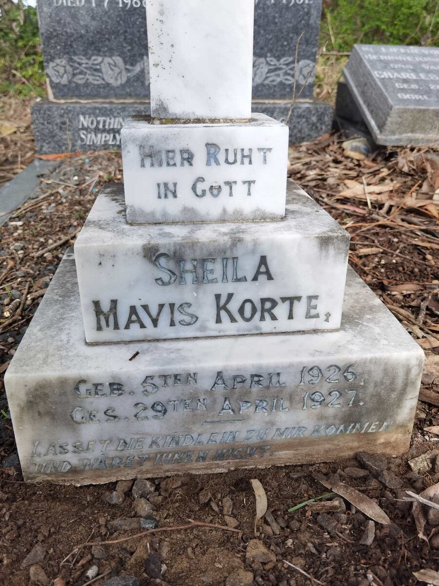 KORTE Sheila Mavis 1926-1927