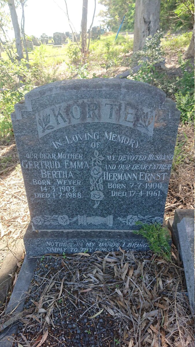 KORTE Hermann Ernest 1900-1961 &amp; Gertrud Emma Bertha WEYER 1903-1988