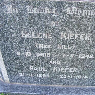 KIEFER Paul 1898-1974 &amp; Helene HILL 1909-1948