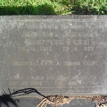 KLOPPERS Frederick Johannes 1885-1963 &amp; Lethia KEMP