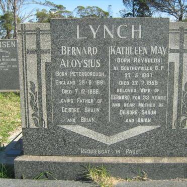 LYNCH Bernard Aloysius 1891-1966 &amp; Kathleen May REYNOLDS 1897-1959