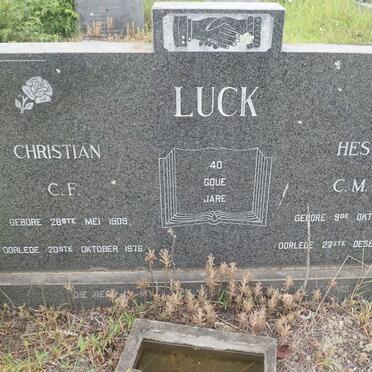 LUCK Christian C.F. 1909-1976 &amp; Hester C.M.P. 1911-1981