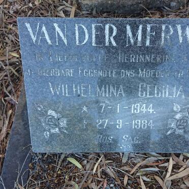 MERWE Wilhelmina Cecilia, van der 1944-1984
