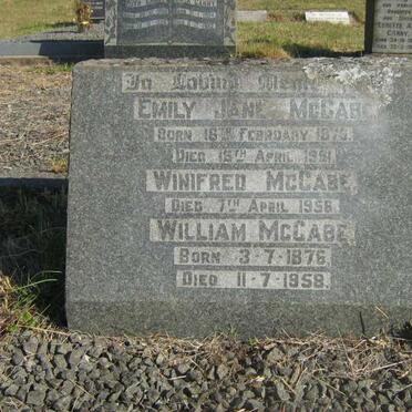 McCABE William 1876-1958 :: McCABE  Emily Jane 1875-1951 :: McCABE Winifred -1958