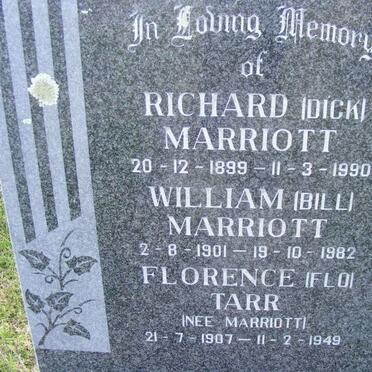MARRIOTT Richard 1899-1990 :: MARRIOTT William 1901-1982 :: TARR Florence nee MARRIOTT 1907-1949
