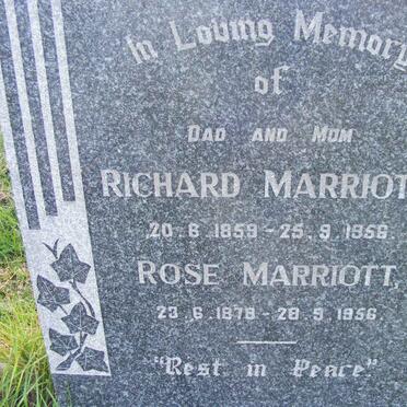 MARRIOTT Richard 1859-1956 &amp; Rose 1878-1956