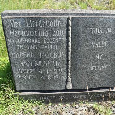 NIEKERK Barend Jacobus, van 1919-1963