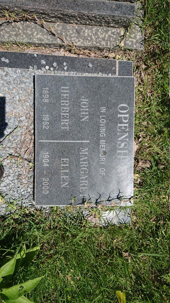 OPENSHAW John Herbert 1898-1962 &amp; Margaret Ellen 1904-2000