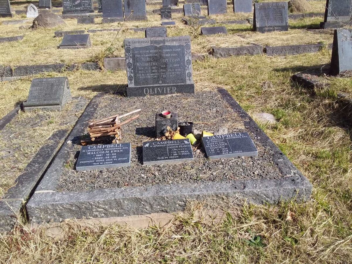 OLIVIER Gert Frans 1908-1956 &amp; Maria Margaretha 1917-1992 :: CAMPBELL Malcolm Ewan 1981-2020