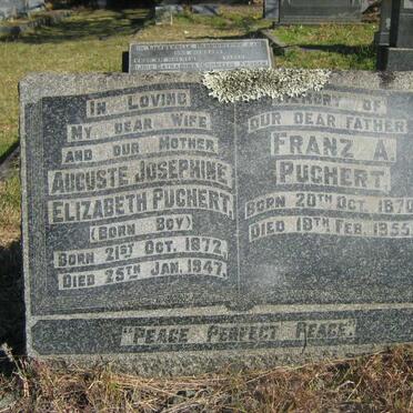 PUCHERT Franz A. 1870-1955 &amp; Auguste Josephine Elizabeth BOY 1872-1947