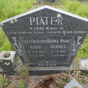 PIATER Alex Frederich Albert 1921-1984 &amp; Regina Marie Gertrud 1920-1982