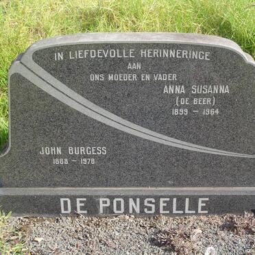 PONSELLE John Burgess, de 1888-1978 &amp; Anna Susanna de BEER 1899-1964
