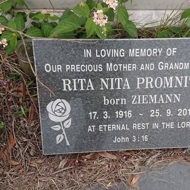 PROMNITZ Rita Nita nee ZIEMANN 1916-2011