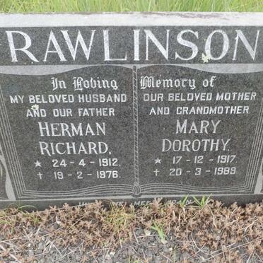 RAWLINSON Herman Richard 1912-1976 &amp; Mary Dorothy 1917-1989