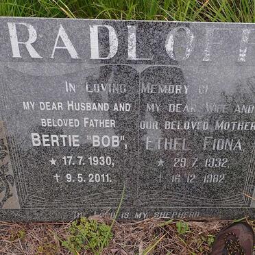 RADLOFF Bertie 1930-2011 &amp; Ethel Fiona 1932-1982