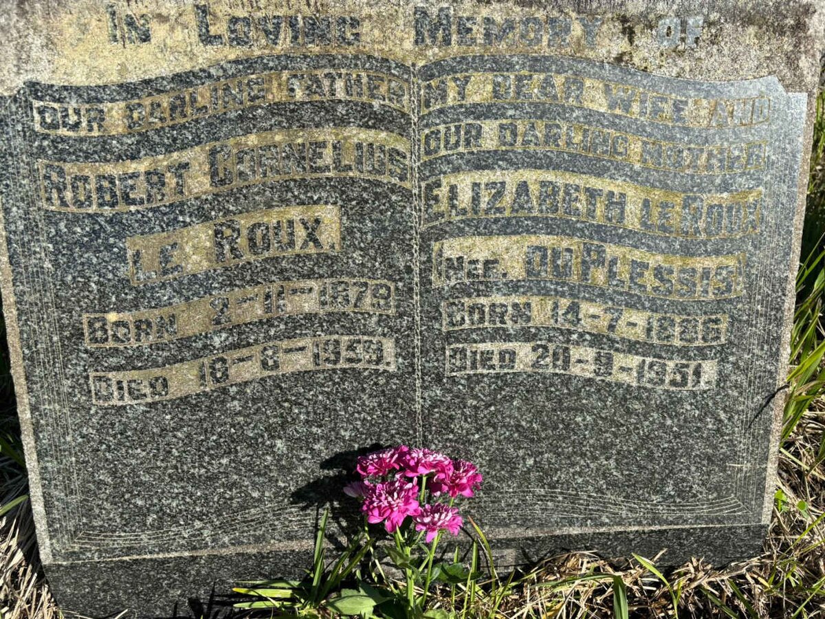 ROUX Robert Cornelius, le 1879-1959 & Elizabeth DU PLESSIS 1886-1951