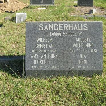 SANGERHAUS Wilhelm Christian -1928 :: SANGERHAUS Amy Anthony nee FOXCROFT -1964
