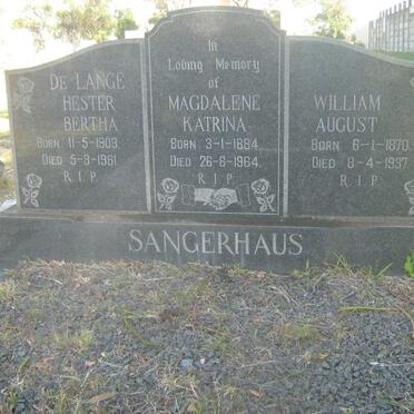 SANGERHAUS William August 1870-1937 &amp; Magdalene Katrina 1884-1964 :: De LANGE Hester Bertha 1903-1961