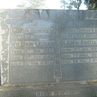 SANSOM William Leonard 1885-1942 &amp; Laura Amelia 1888-1968