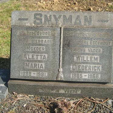 SNYMAN Willem Diederick 1885-1966 &amp; Aletta Maria 1888-1981