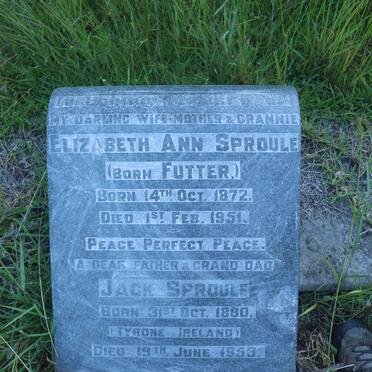 SPROULE Jack 1880-1953 &amp; Elizabeth Ann FUTTER 1872-1951