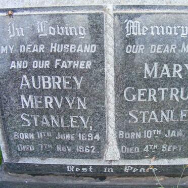 STANLEY Aubrey Mervyn 1894-1962 &amp; Mary Gertrude 1896-1966