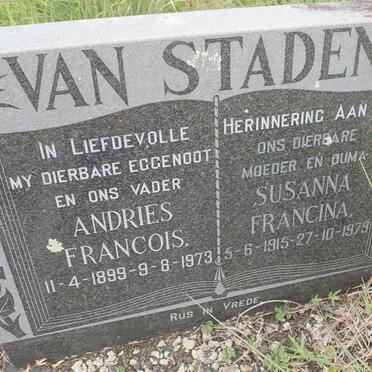 STADEN Andries Francois, van 1899-1973 &amp; Susanna Francina 1915-1979