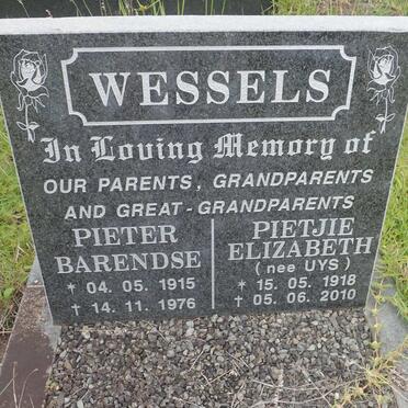 WESSELS Pieter Barendse 1915-1976 &amp; Pietjie Elizabeth UYS 1918-2010