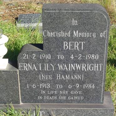 WAINWRIGHT Bert 1910-1980 &amp; Erna Lily HAMANN 1913-1984 :: WAINWRIGHT Bertha Violet 1905-1964 