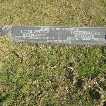WILLMERS Ernest Francis -1972 &amp; Nora WHELAN -1961