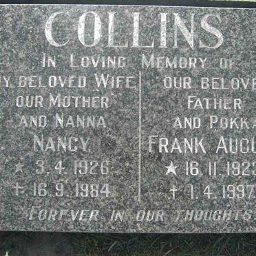 COLLINS  Frank August 1923-1997 &amp; Nancy 1926-1984