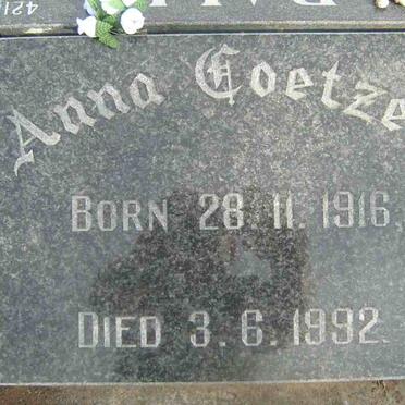 COETZER Anna 1916-1992