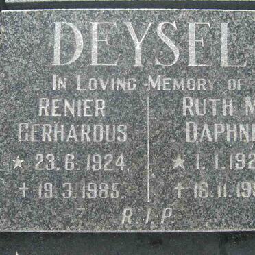 DEYSEL Renier Gerhardus 1924-1985 &amp; Ruth M. Daphne 1929-1991