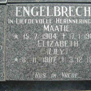 ENGELBRECHT Maatie 1904-1984 &amp; Elizabeth  1907-1995