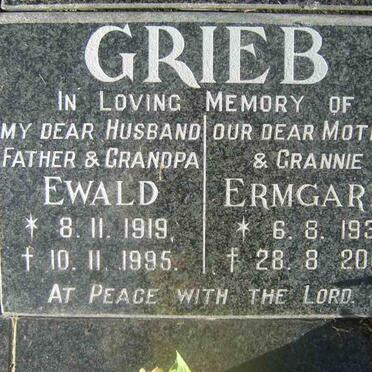 GRIEB Ewald 1919-1995 &amp; Ermgard 1931-2001