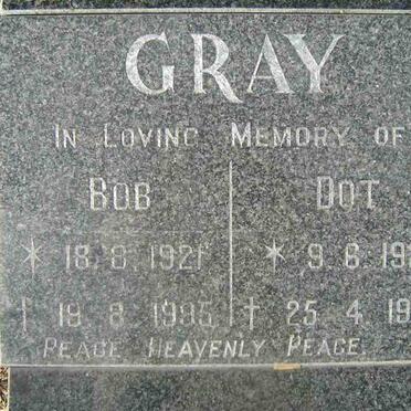 GRAY Bob 1921-1995 &amp; Dot 1921-1996
